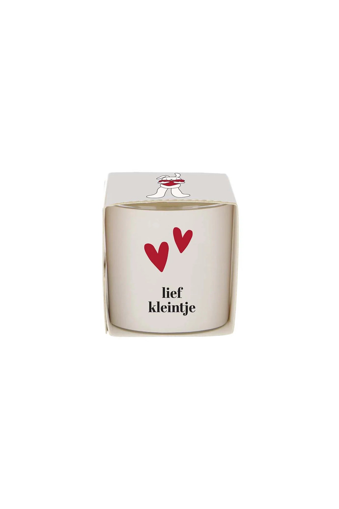 Zusss geurkaarsje in wikkel lief kleintje wit/rood