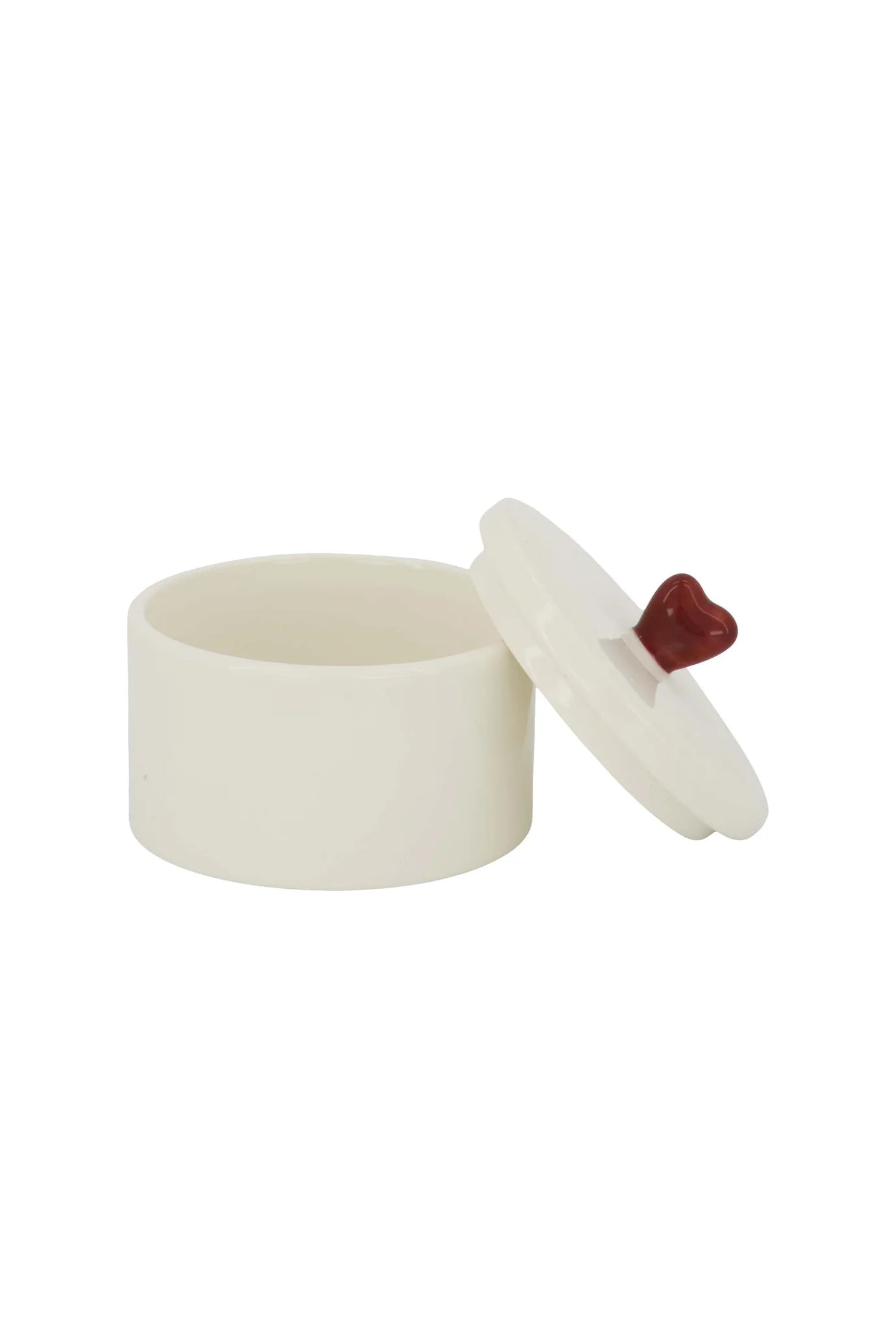Zusss bewaarpot keramiek hartje wit/rood