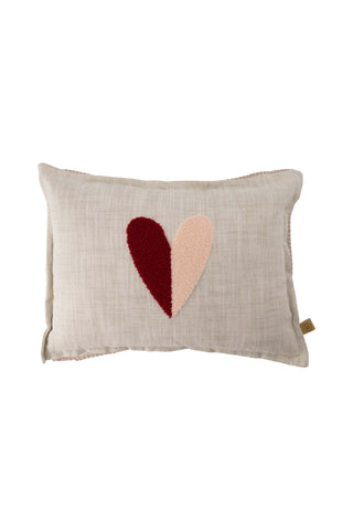 Kussen hartje naturel - Roze/rood