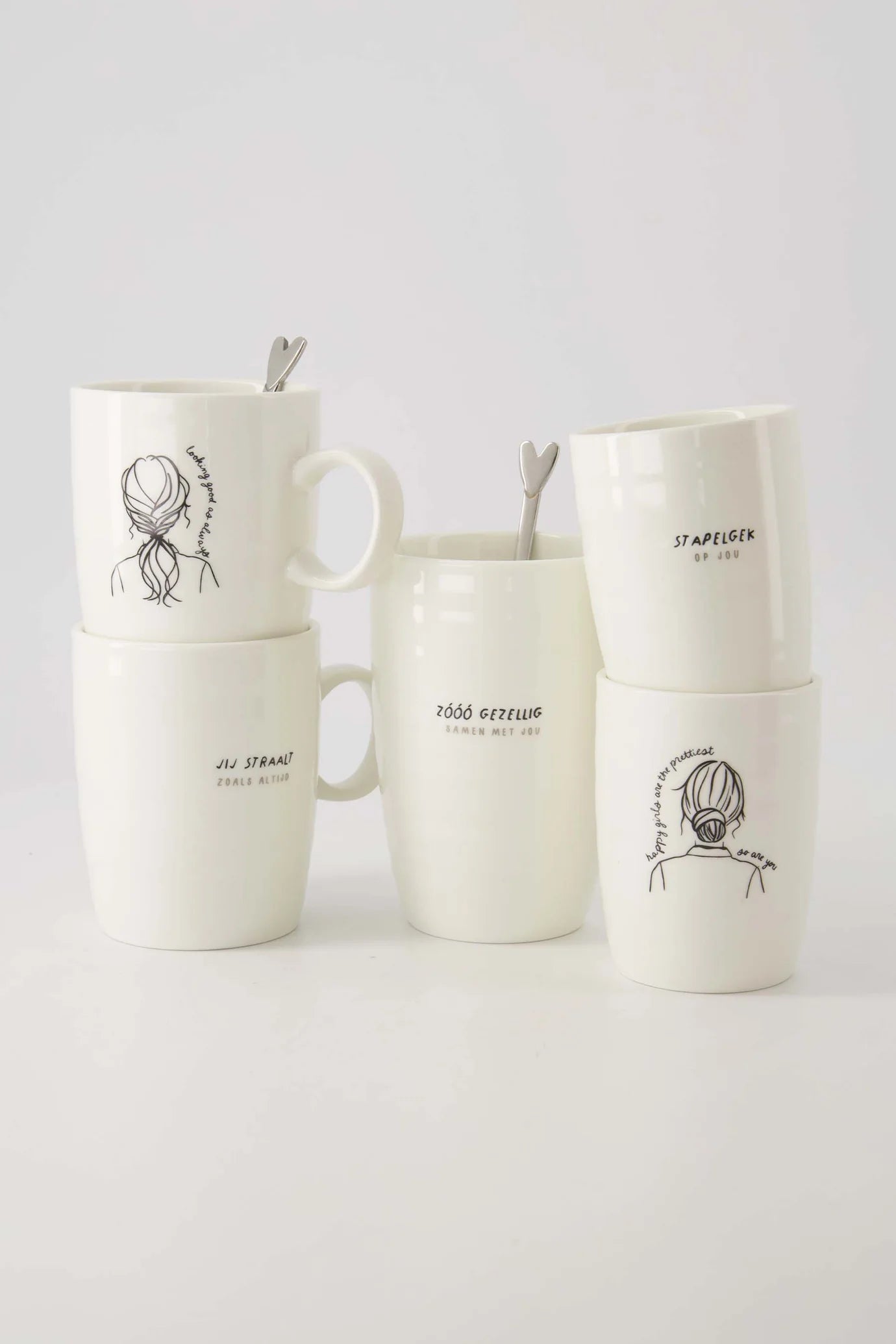 Zusss koffiemok stapelgek wit/zwart