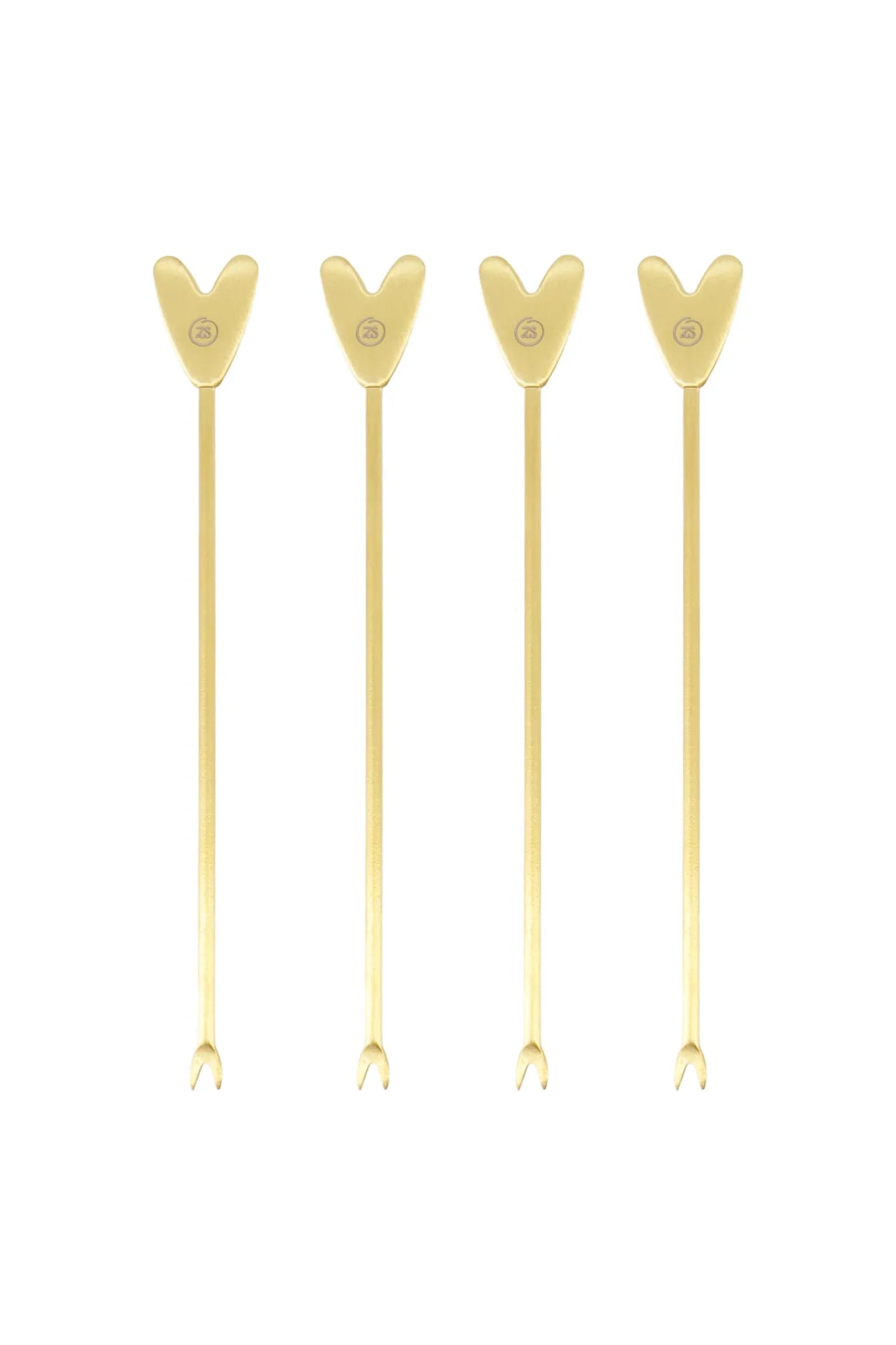 Zusss set van 4 borrelprikkers hartje - Goud