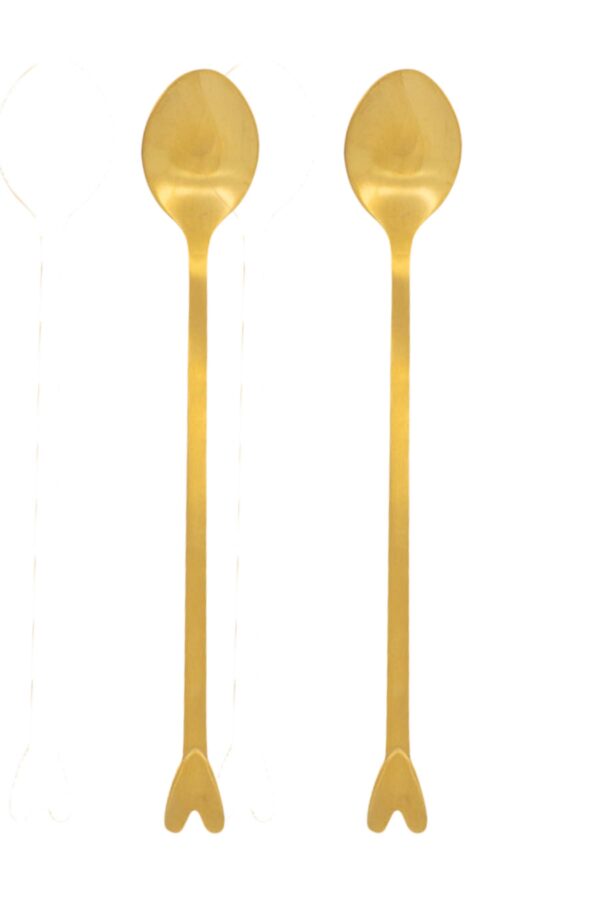 Zusss set van 2 lange lepeltjes met hartje goud