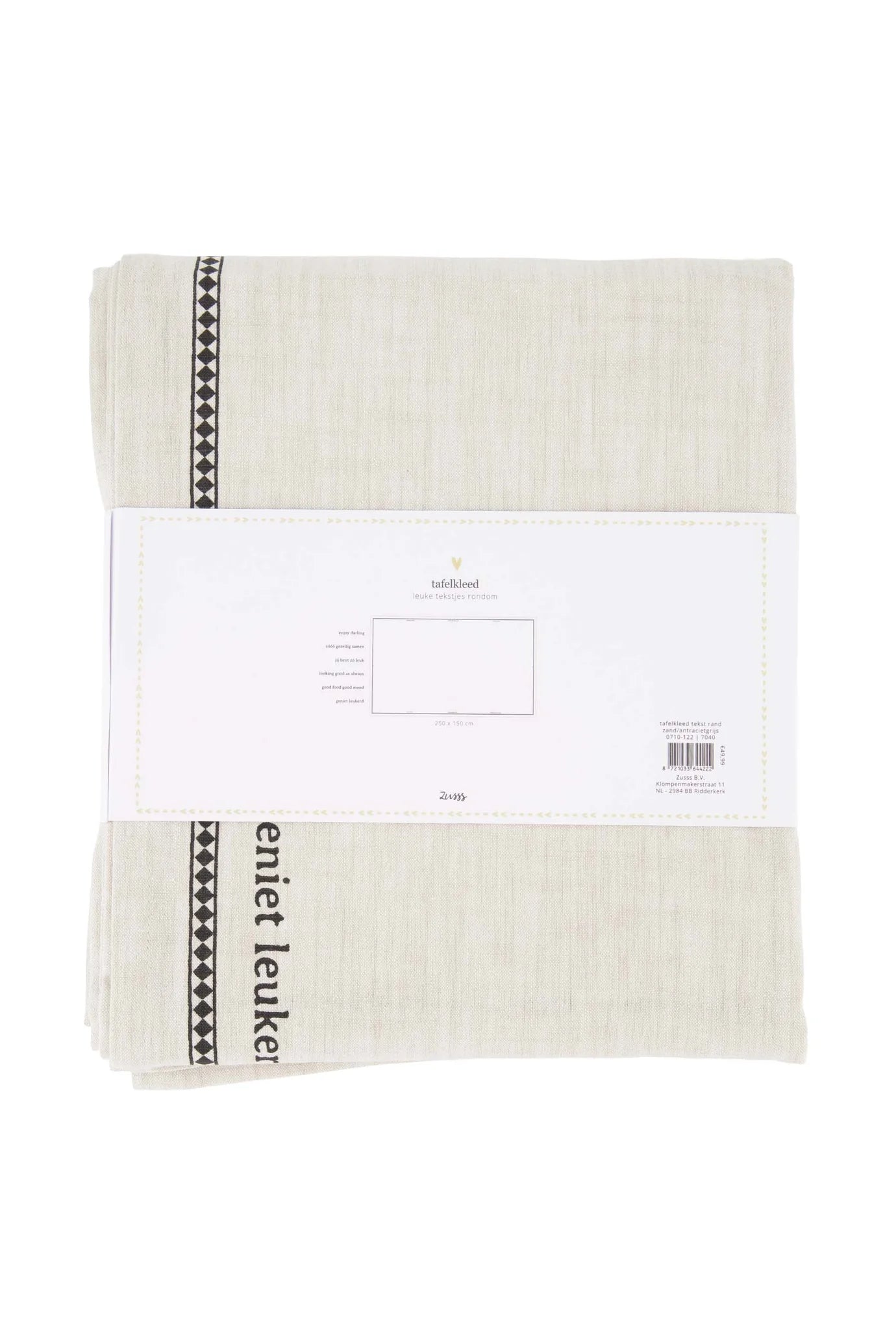 Zusss tafelkleed tekstrand - zand/antracietgrijs
