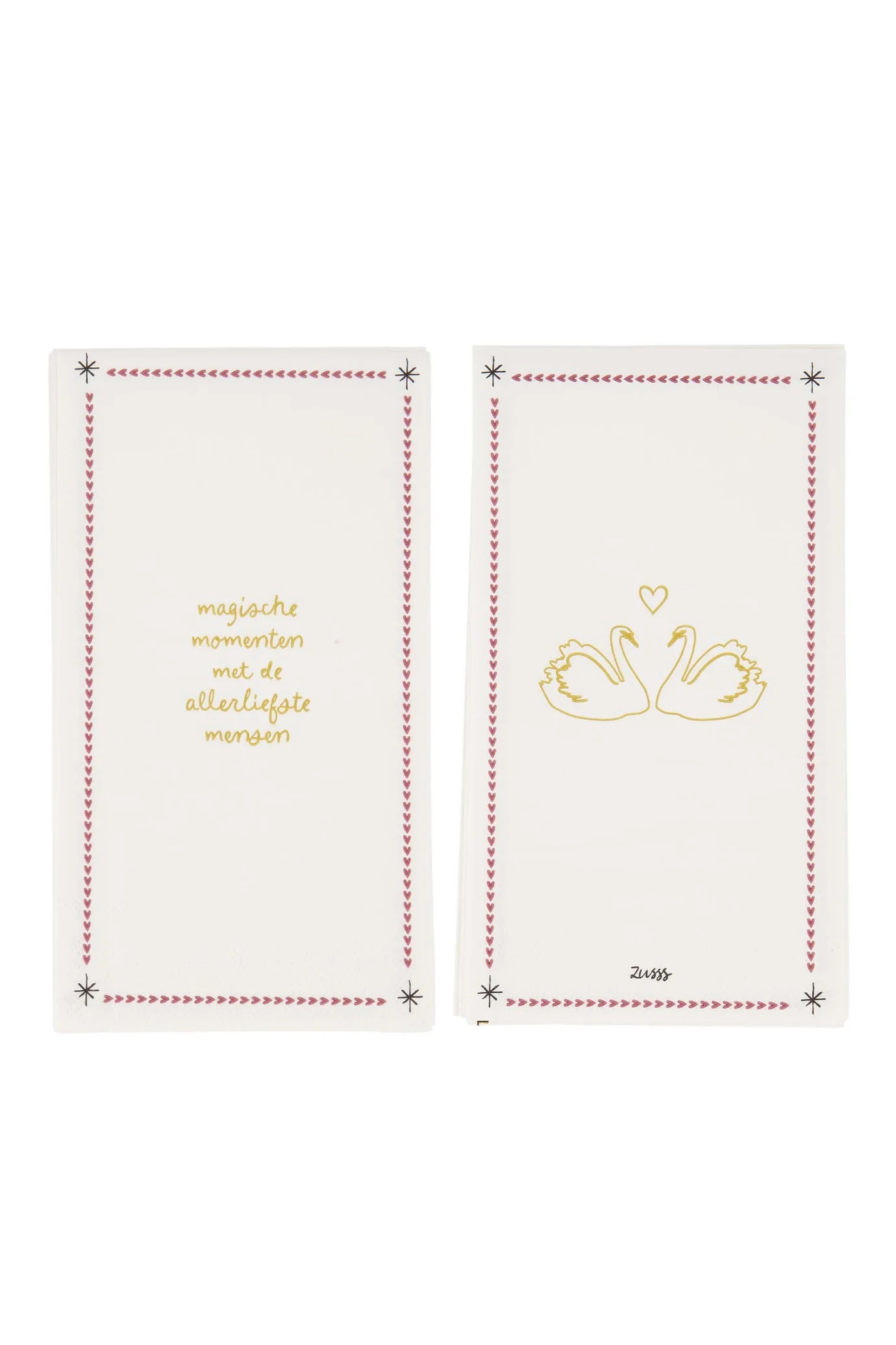 Zusss servetten rechthoek magische momenten - wit/donkerrood