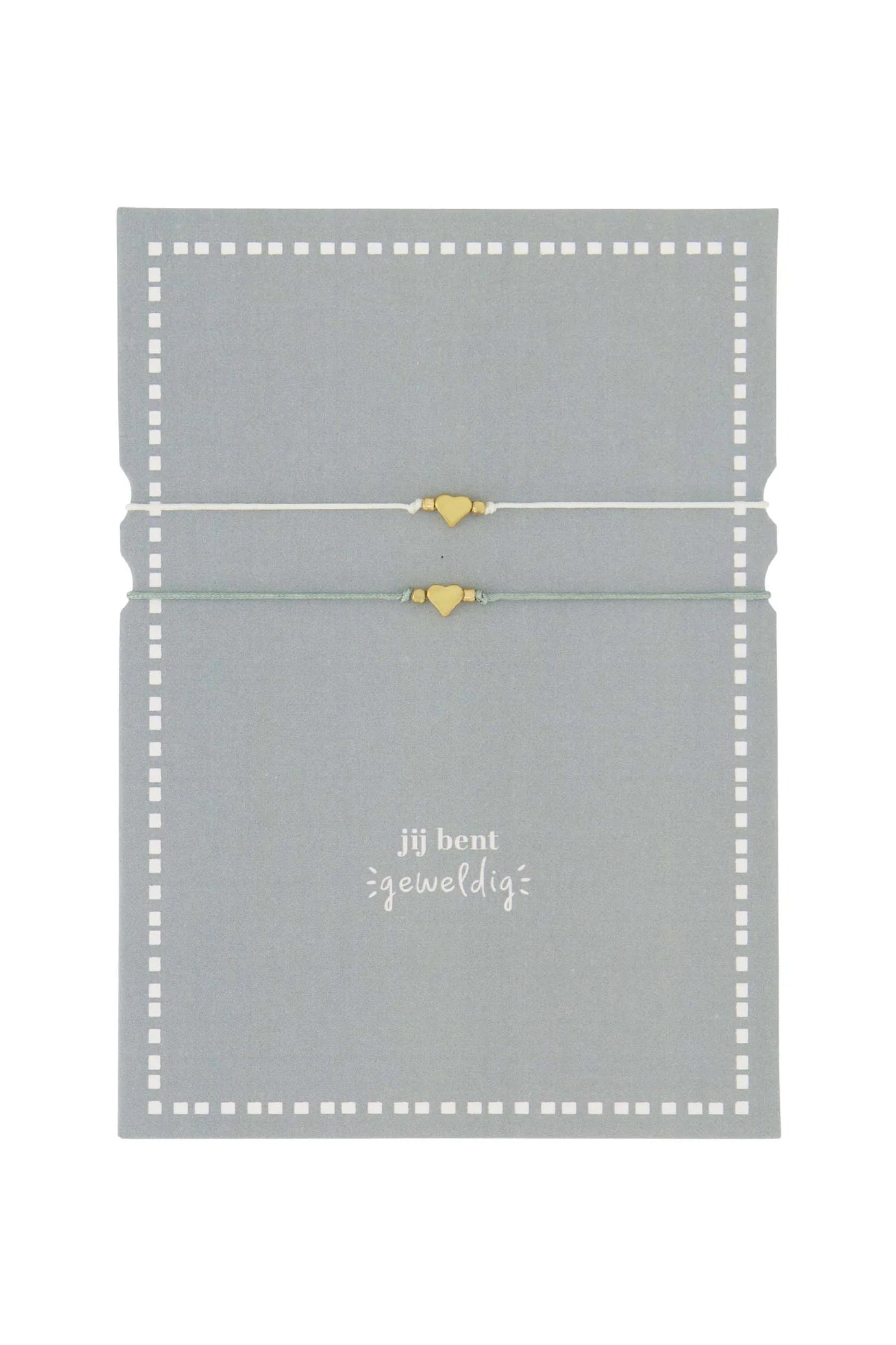 Zusss ansichtkaart vriendschapsarmbandjes wit/goud/grijsblauw