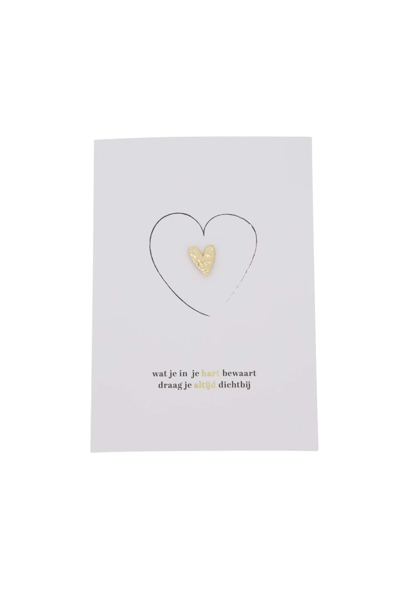 Zusss wenskaart broche hartje in je hart wit/zwart/goud