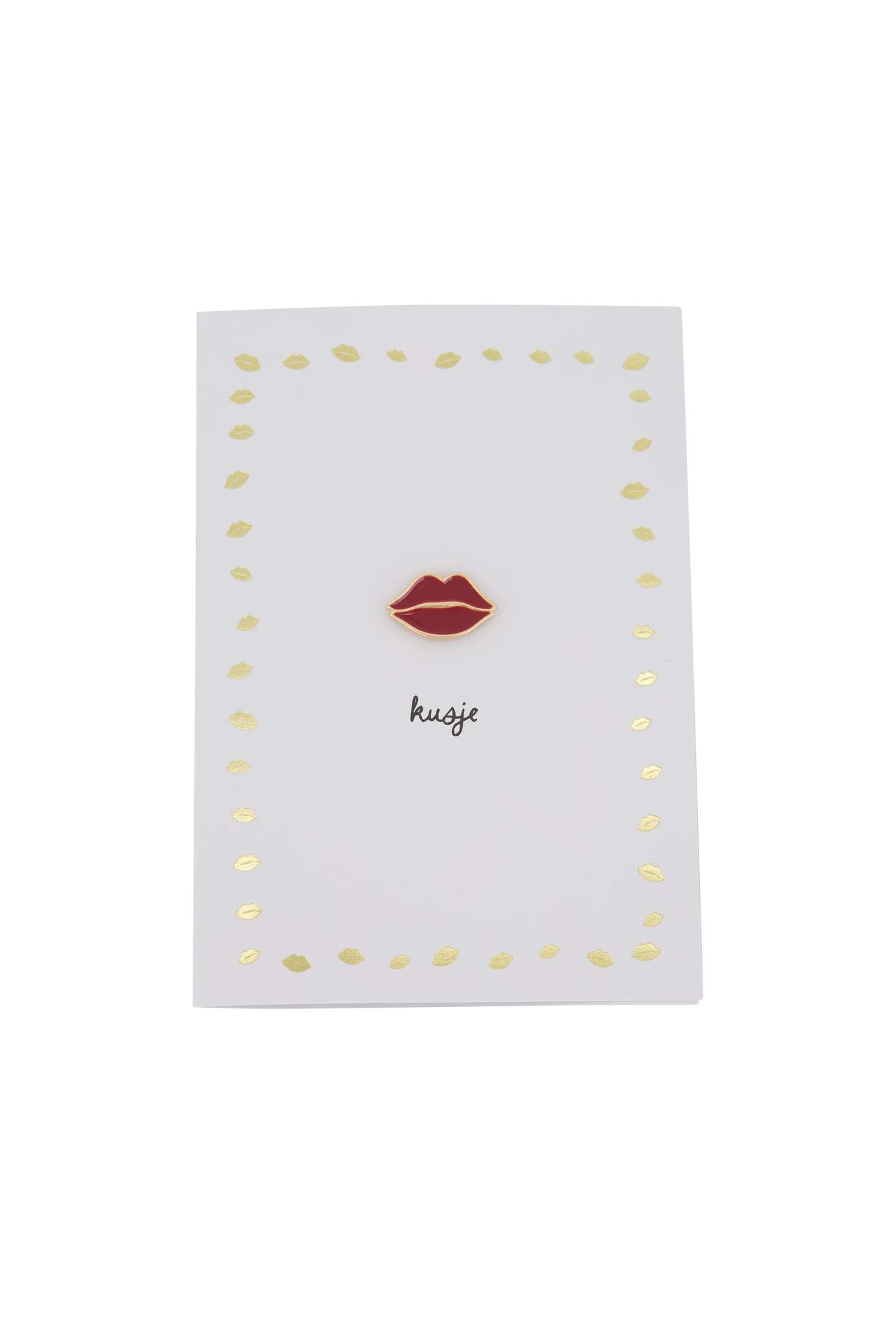 Zusss wenskaart broche kusje wit/rood/goud