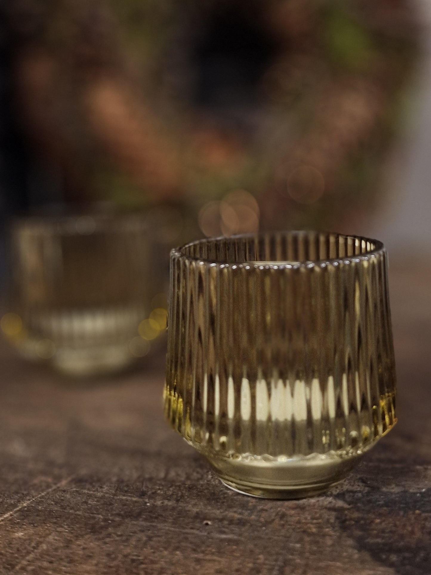 Windlicht glas 7x8 cm.- groen