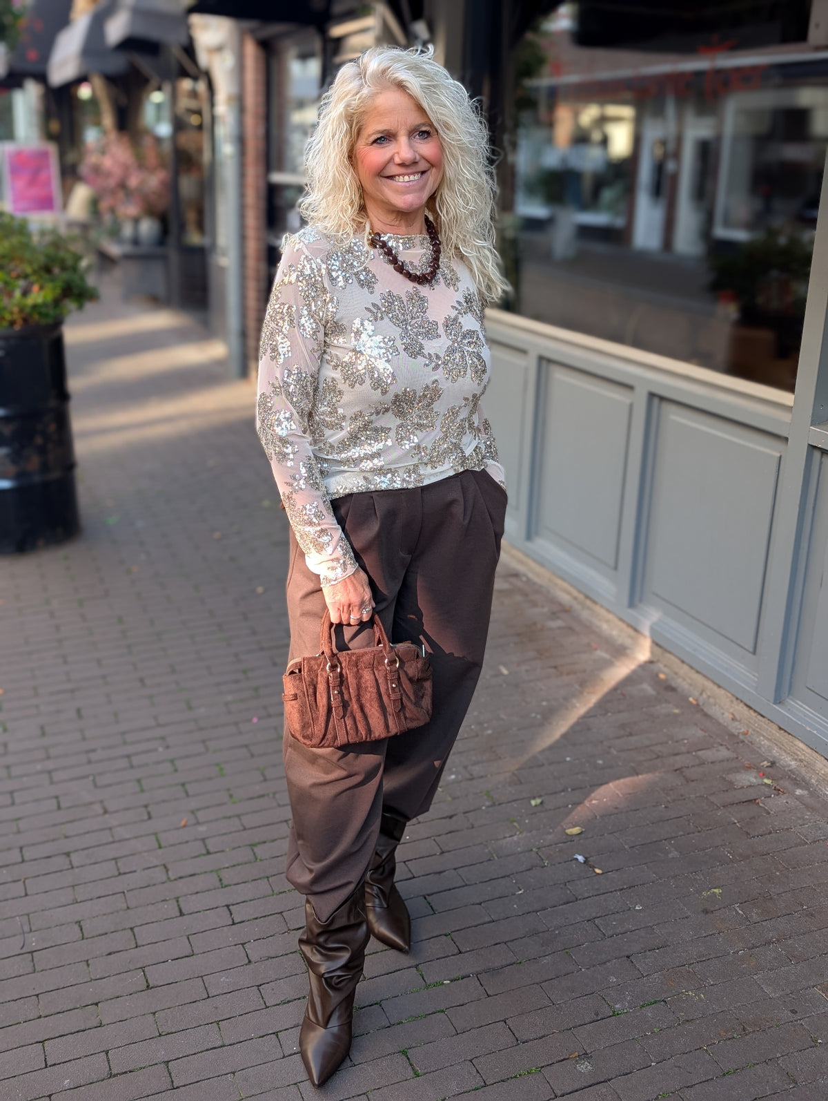 Sparkle mesh top - Beige