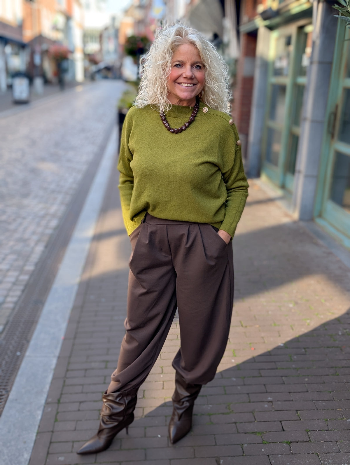 Trui Paula knopen - Groen