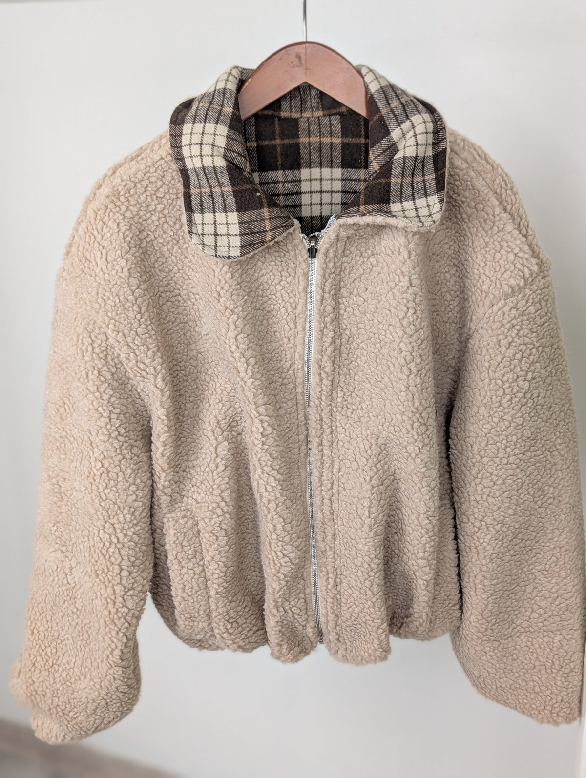 Reversible geruite jas - Bruin