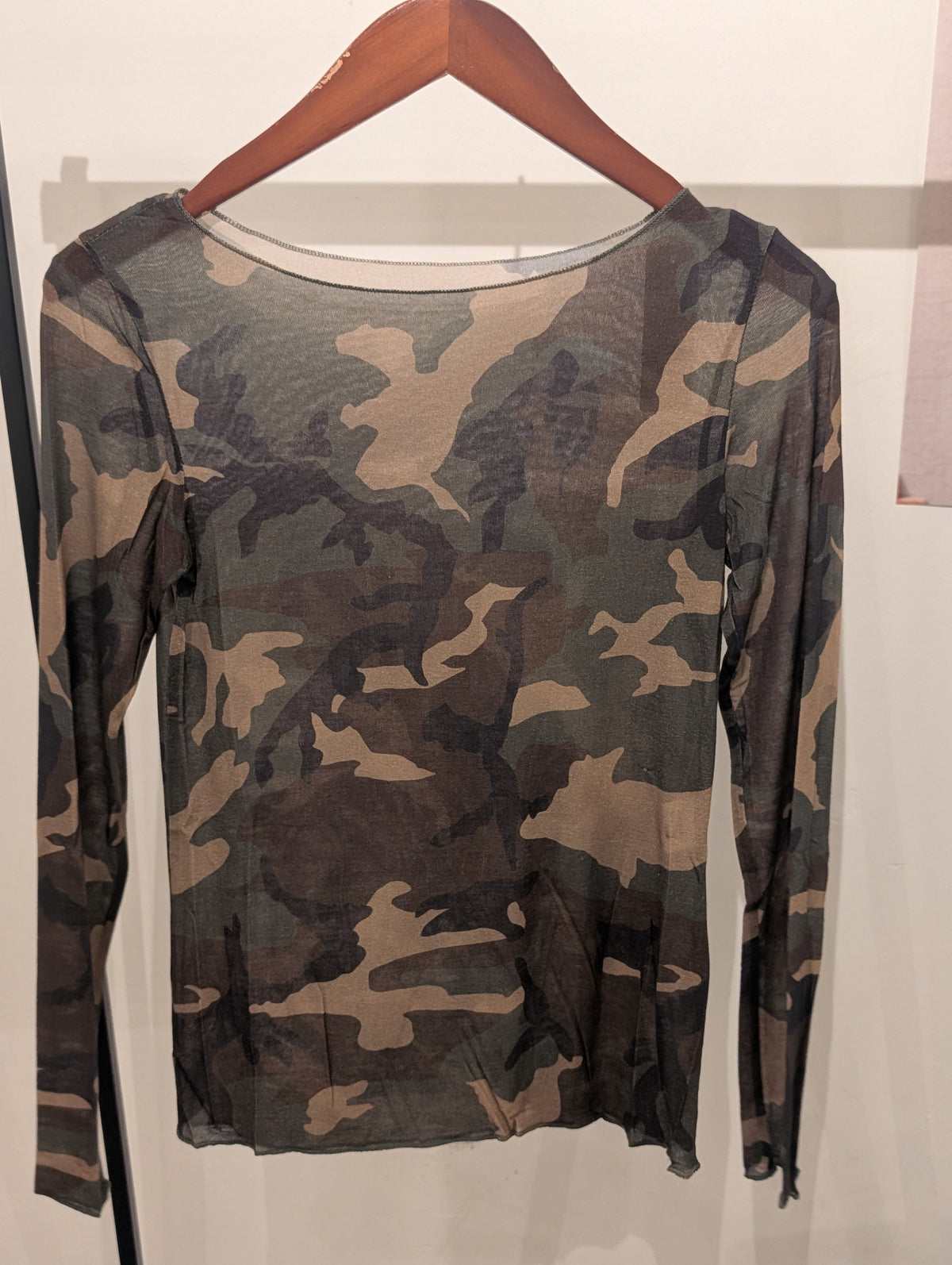 Cashmere longsleeve Sanne Camouflage print - Groen