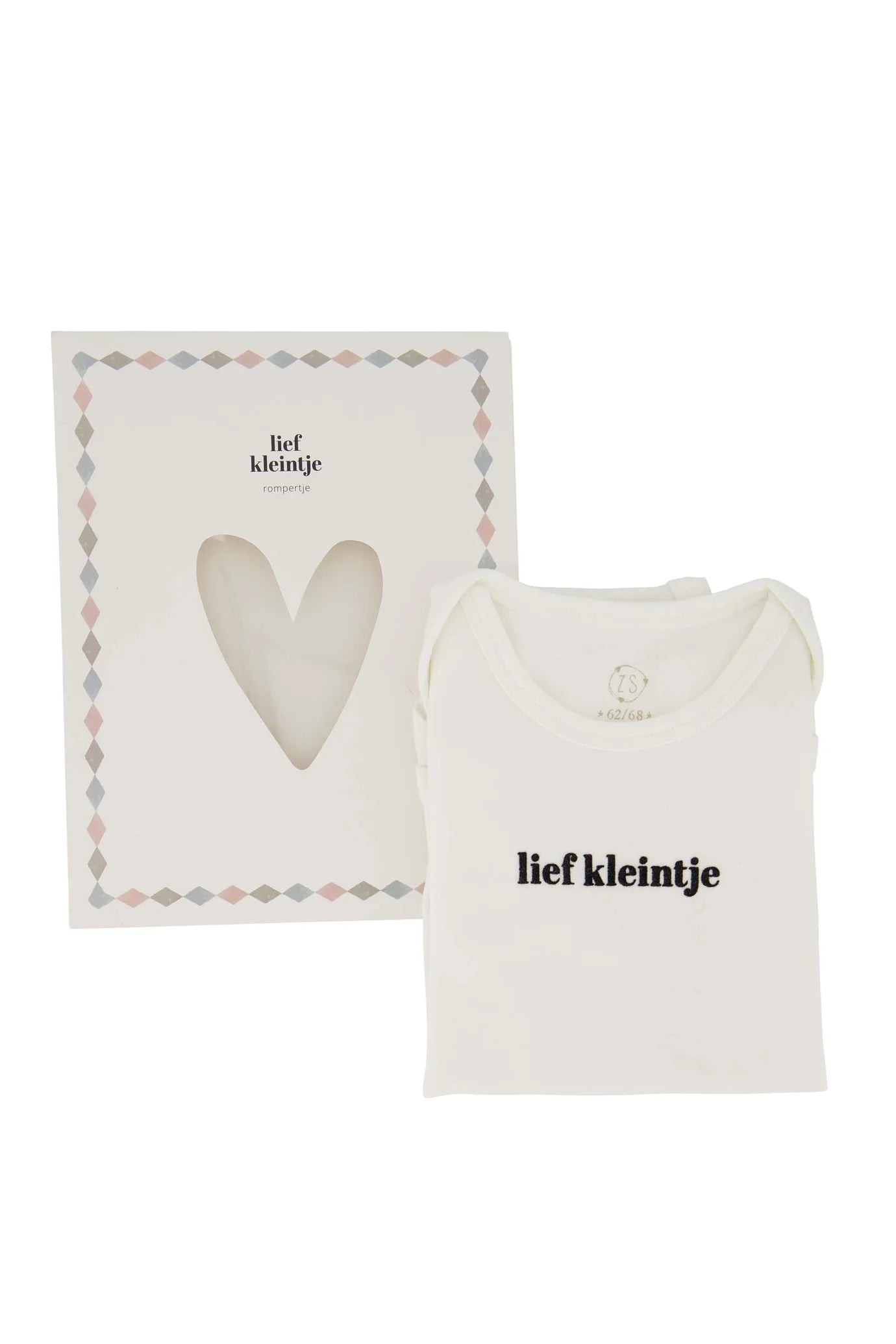 Zusss rompertje lief kleintje in doosje maat 62/68 wit/zwart