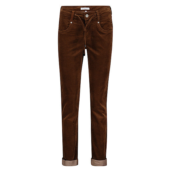Red button velvet jog - Bruin