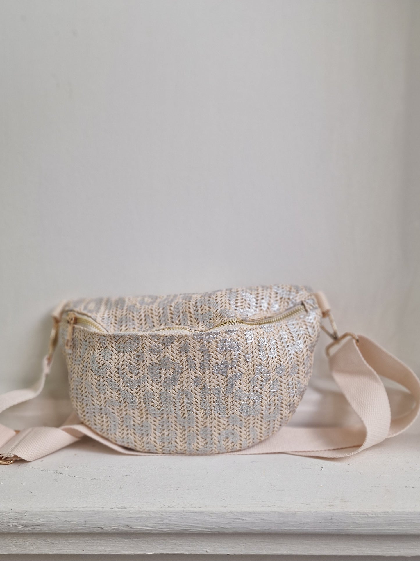 Crossbody panter - Ecru/ zilver