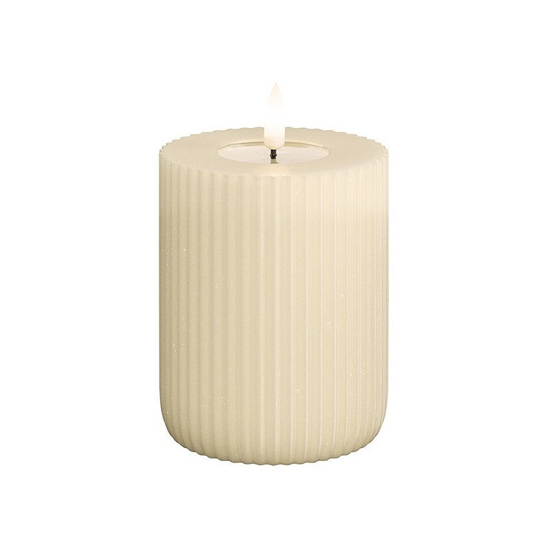 Led solid stripe stompkaars- Cream 8x10 cm.