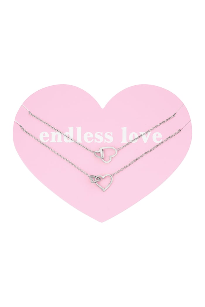 Set van 2 Ketting eternal love - Zilver kleur