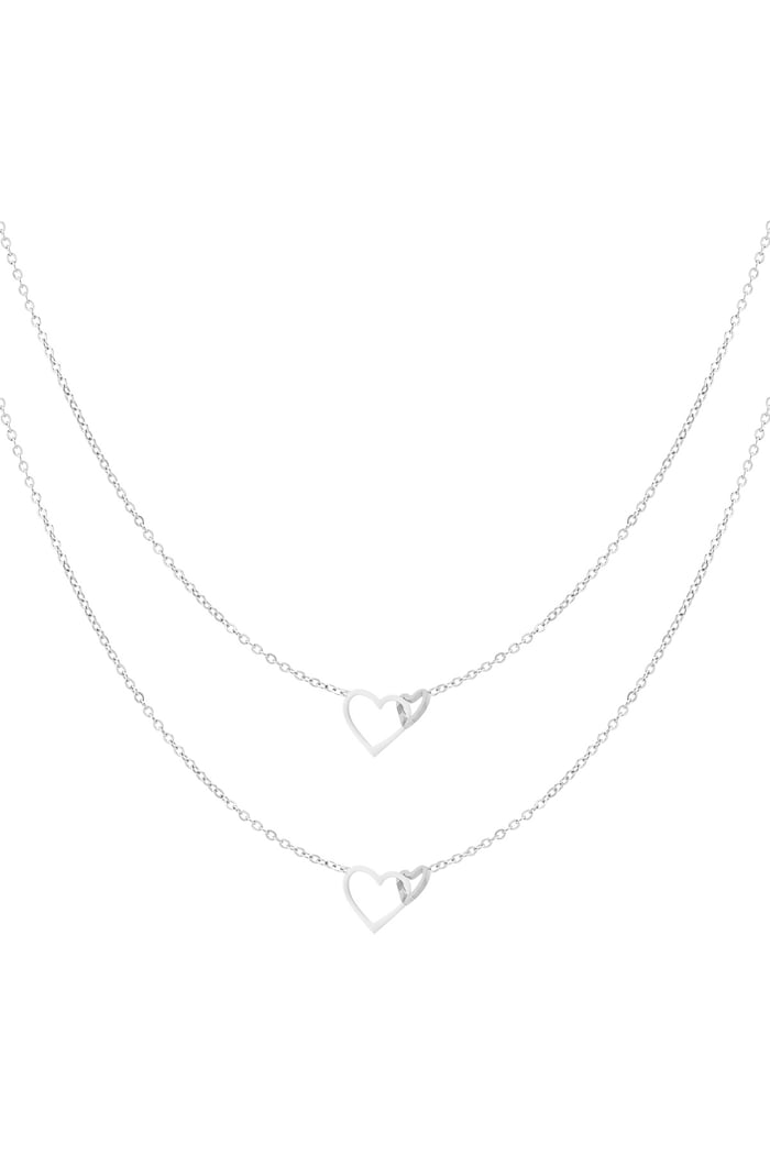 Set van 2 Ketting eternal love - Zilver kleur