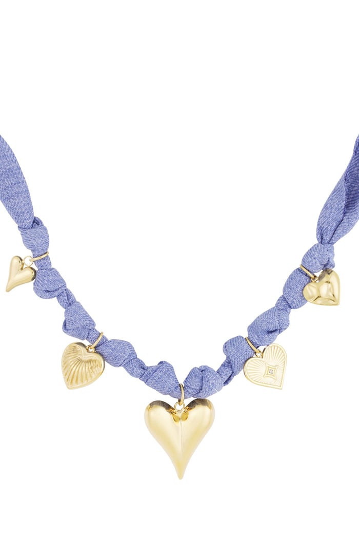 Ketting color bliss heart - Blauw goud kleur
