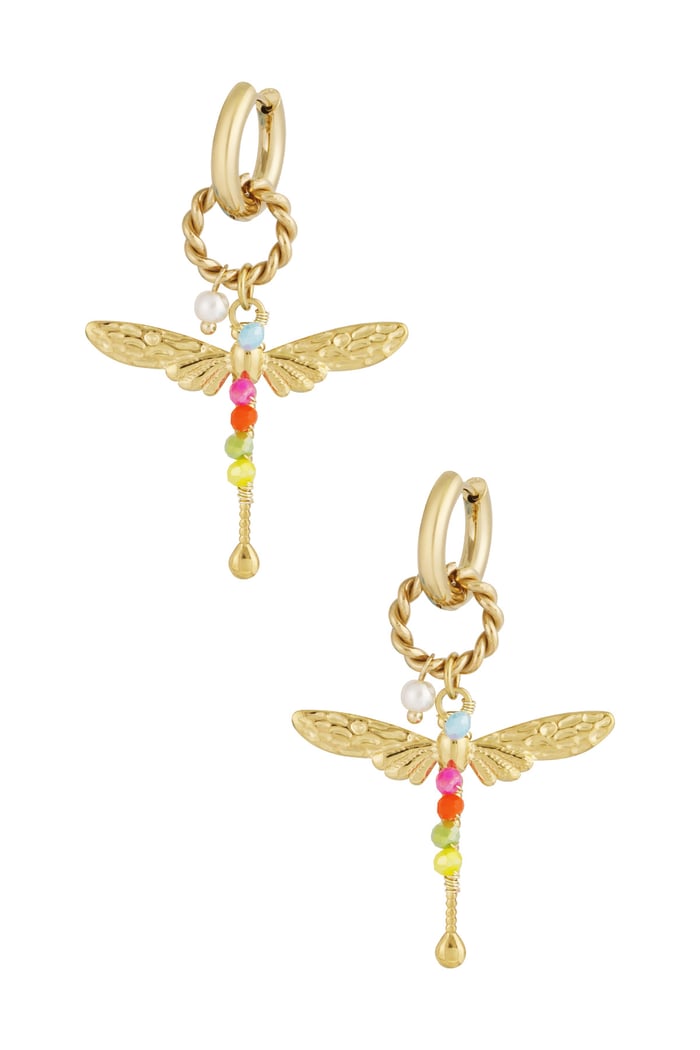 Libelle oorbellen - Goud