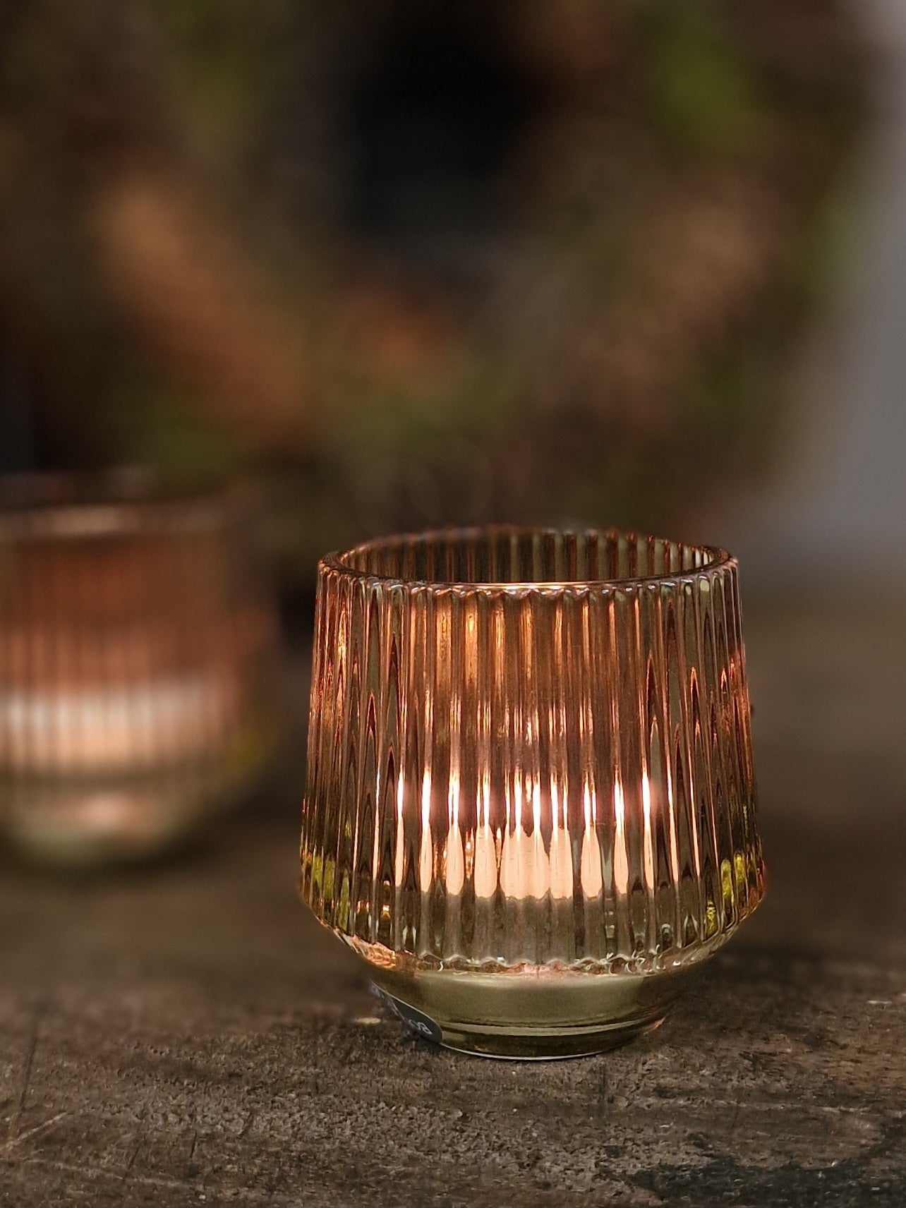 Windlicht glas 7x8 cm.- groen