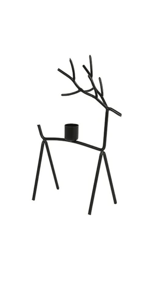 Kandelaar hert Justin S zwart - 17.5x7.5x24.5CM