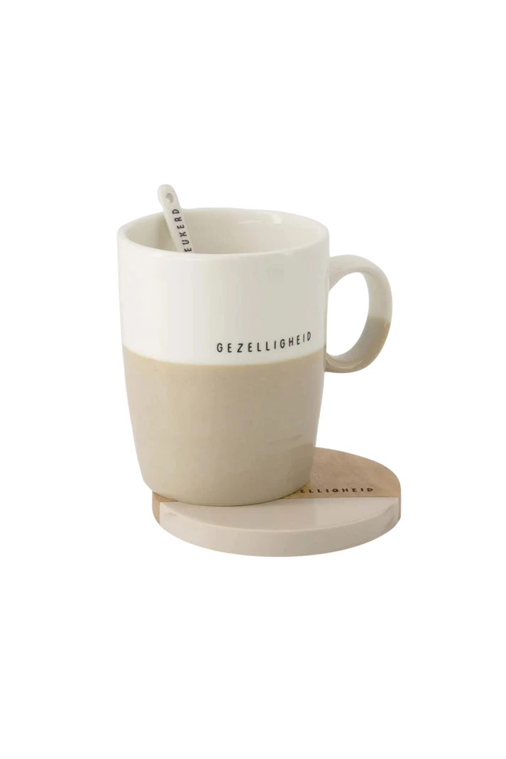 Zusss Onderzetters gezelligheid zand set van 2