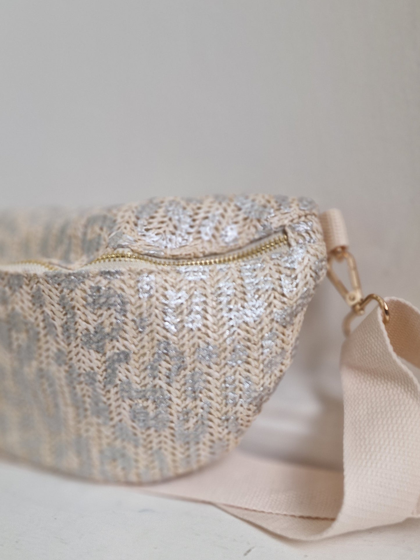 Crossbody panter - Ecru/ zilver