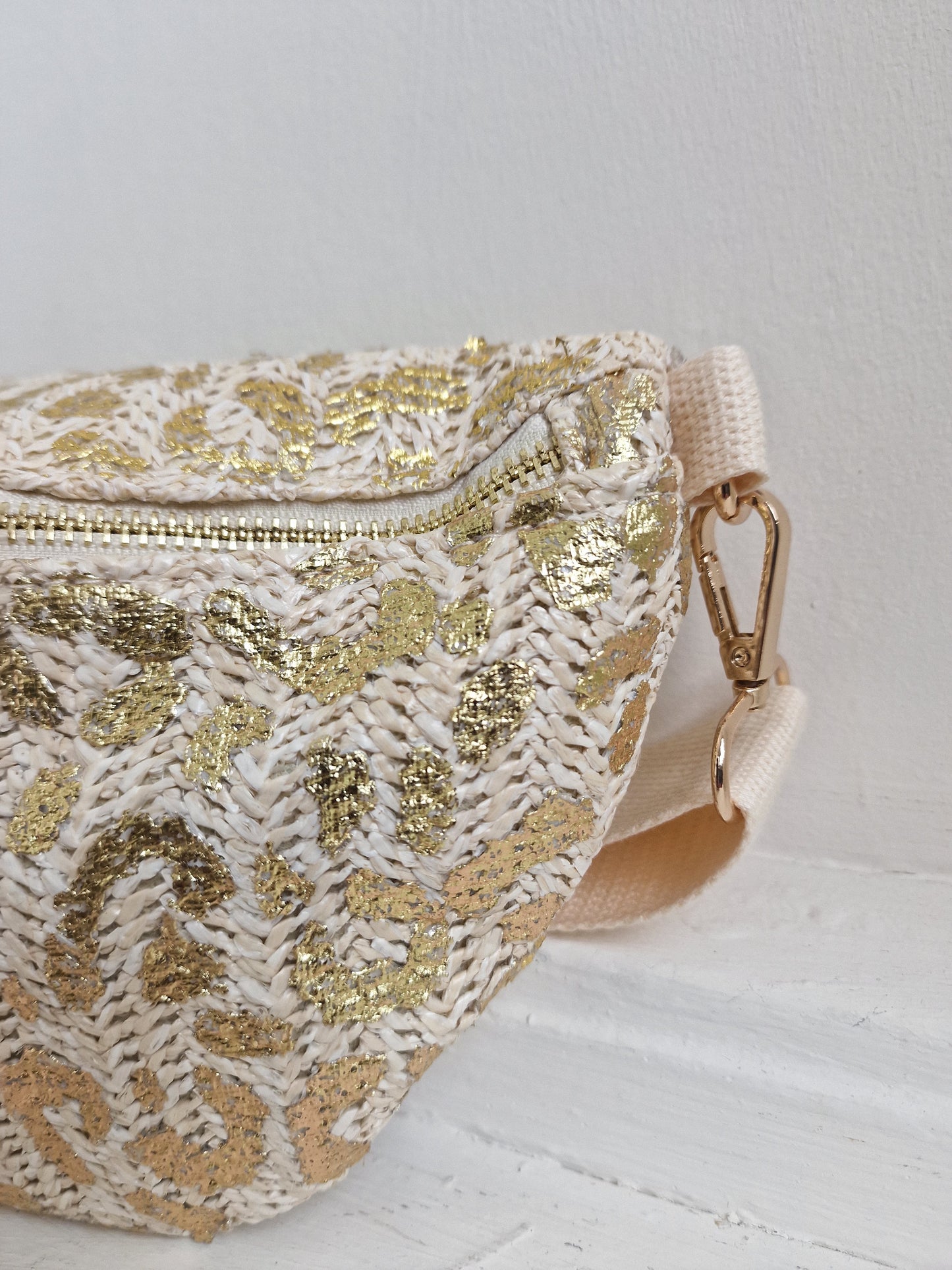 Crossbody panter - Ecru/ goud