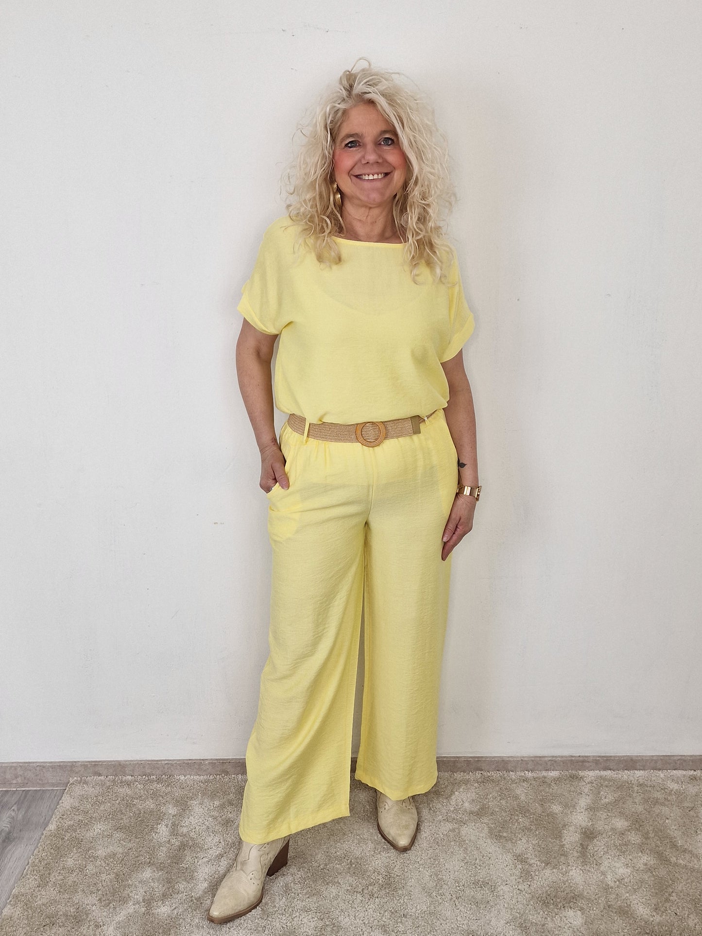 Sandra pantalon met riem - Geel
