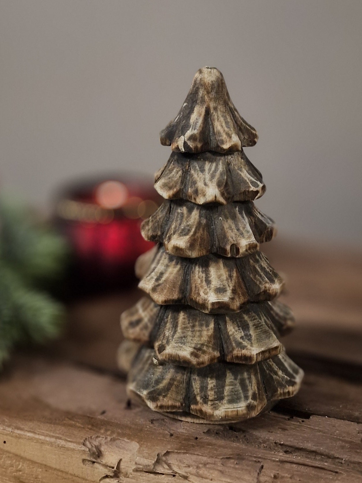 Houten kerstboom bruin- 20x10 cm.