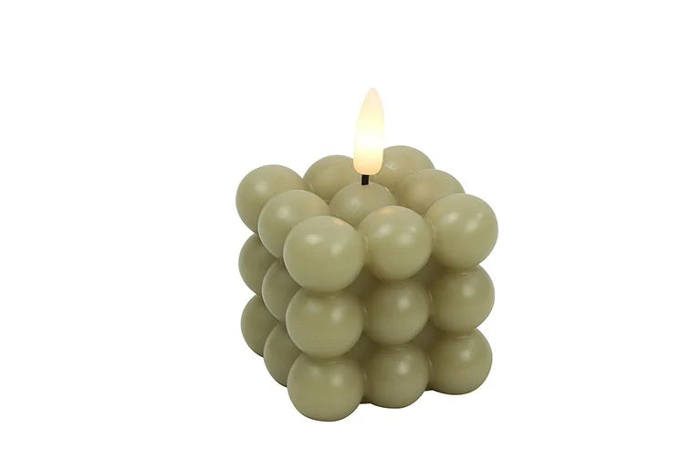 Bolletjes kaars LED vk Lyon S Beige - 6x6x7.5CM
