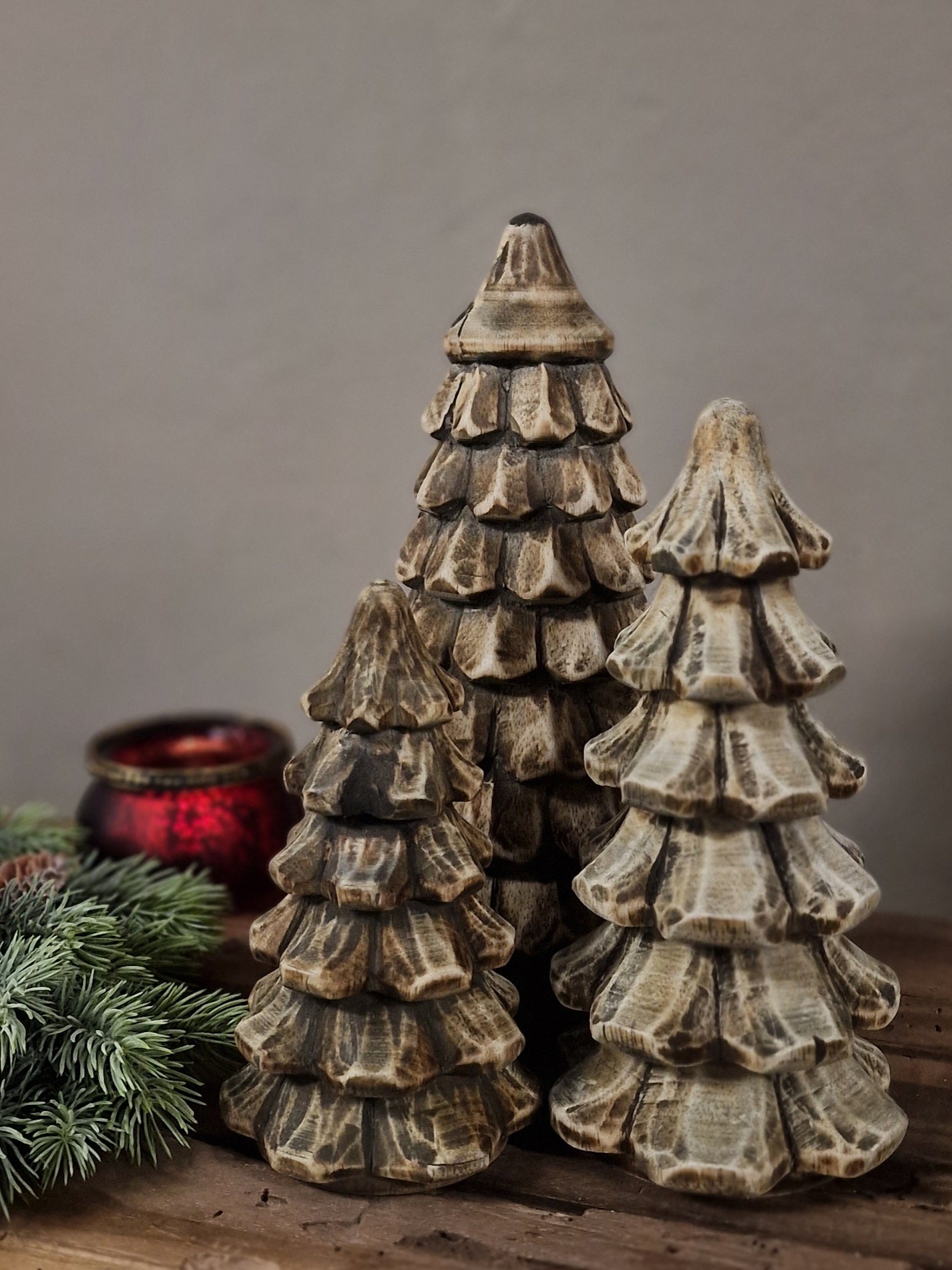 Houten kerstboom bruin- 20x10 cm.