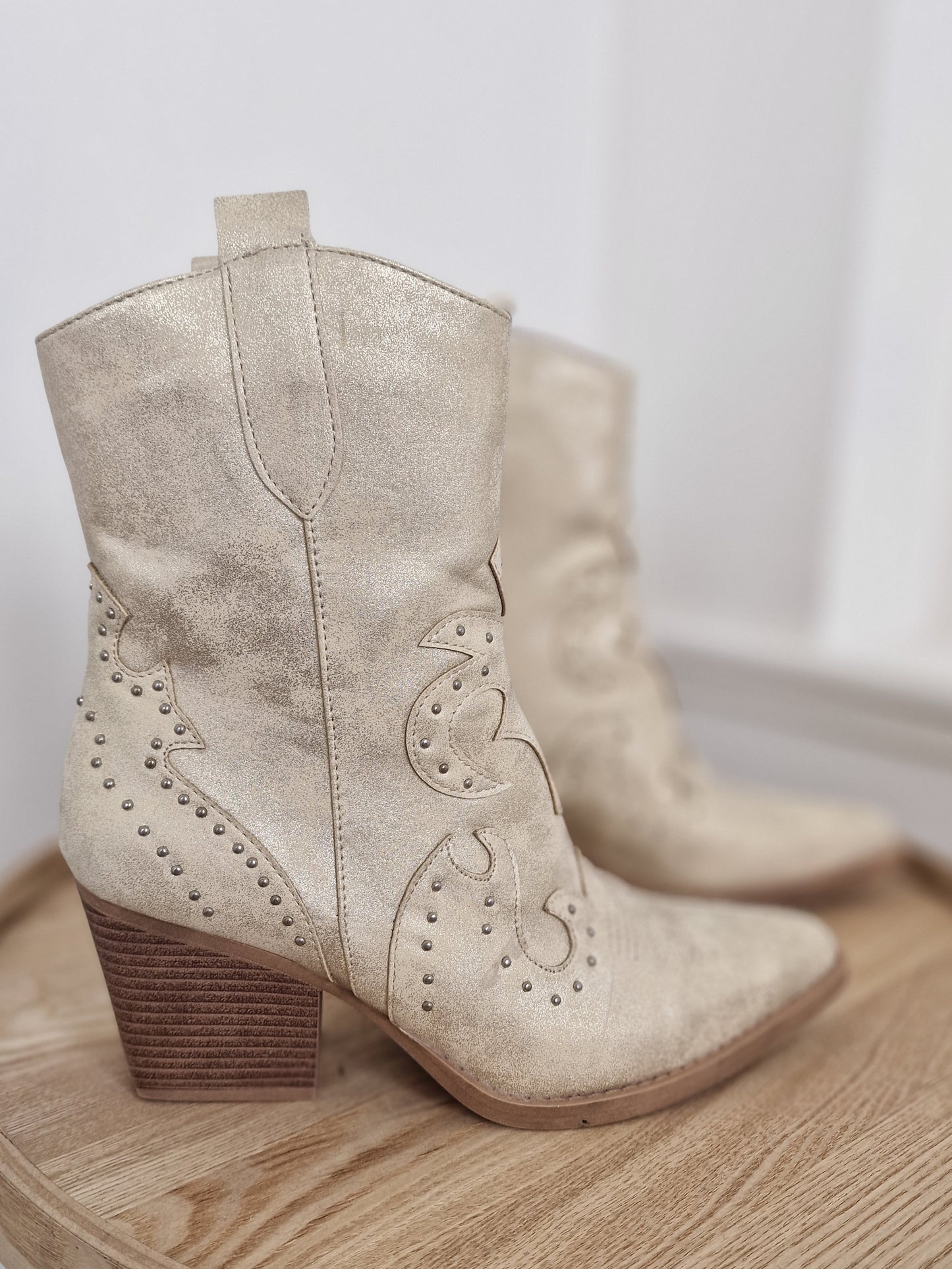 Cowboy laarzen studs - Champagne Goud