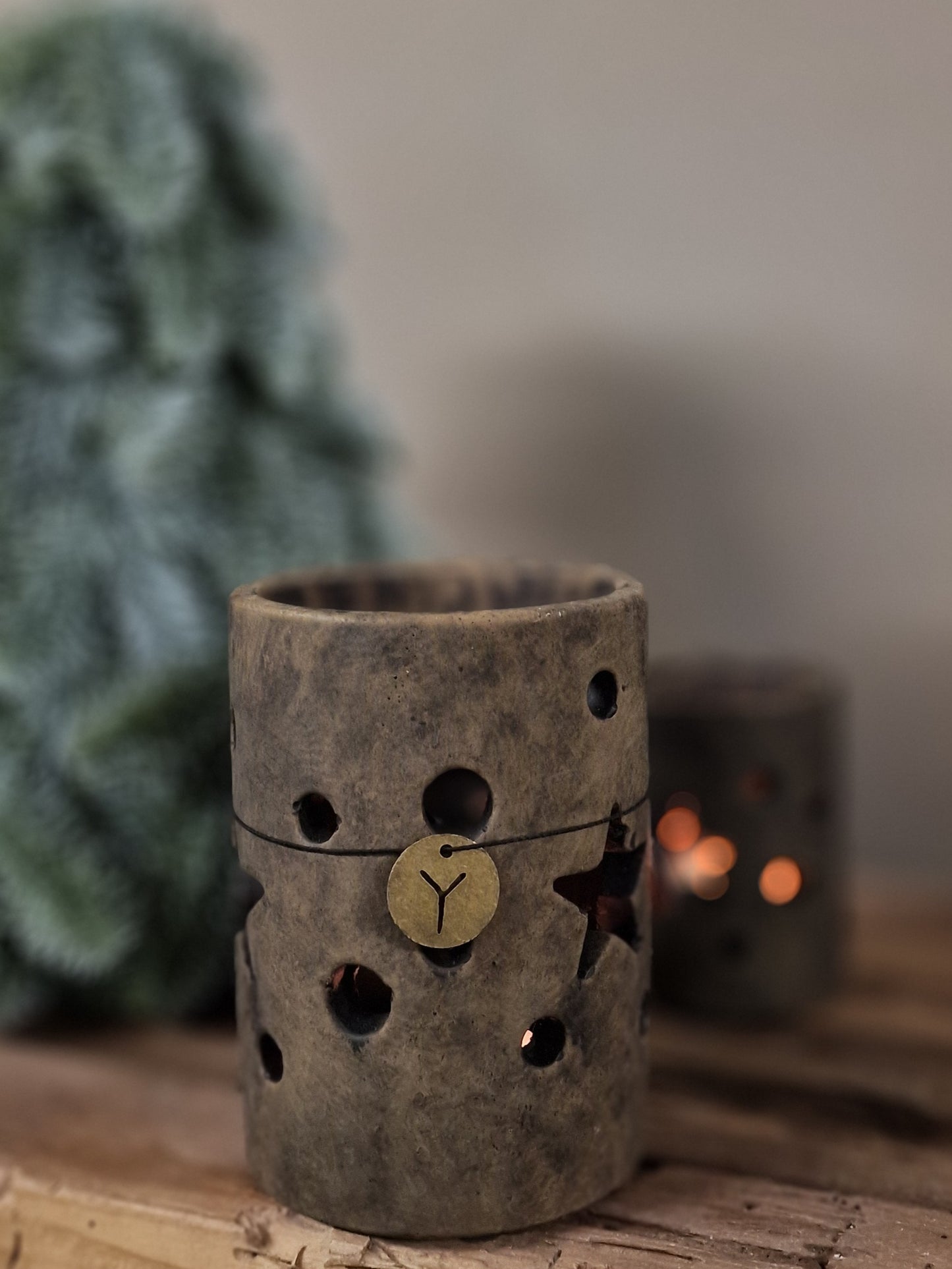Brynxz kerst windlichten bruin- 14x9 cm.