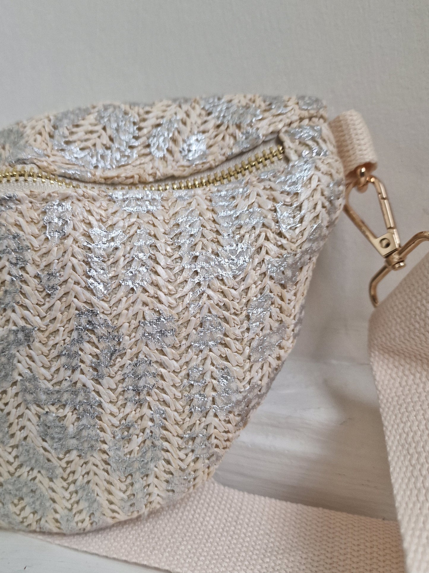 Crossbody panter - Ecru/ zilver