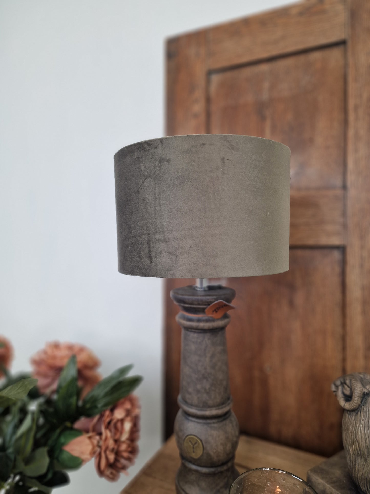 Brynxz lamp Balluster tall Majestic vintage brown - S10 x H39 cm. / Lampshade D25 x H26 velvet