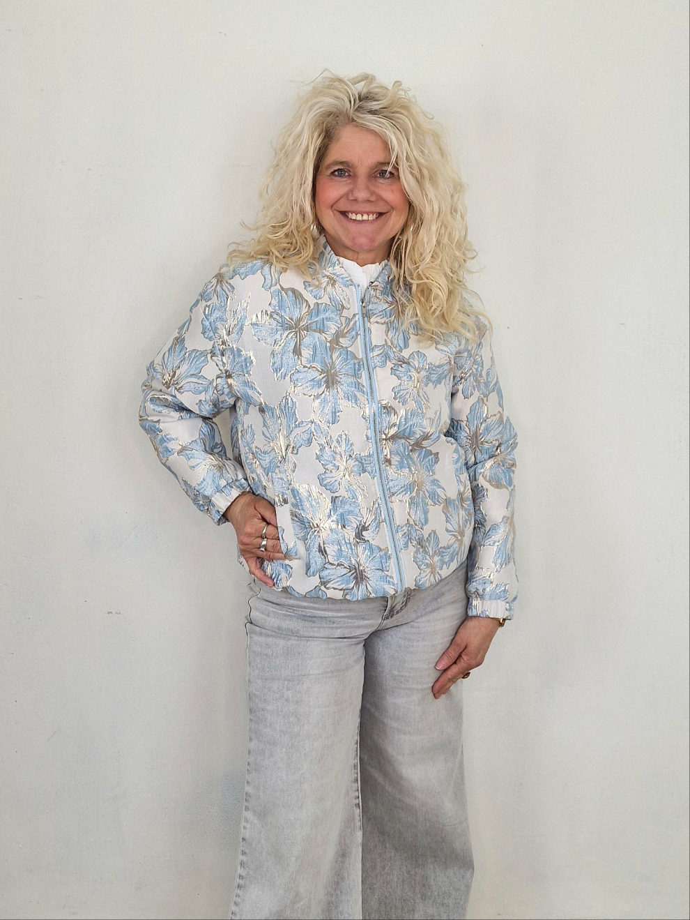 Sas flower jacket - Creme/ licht blauw/ gold