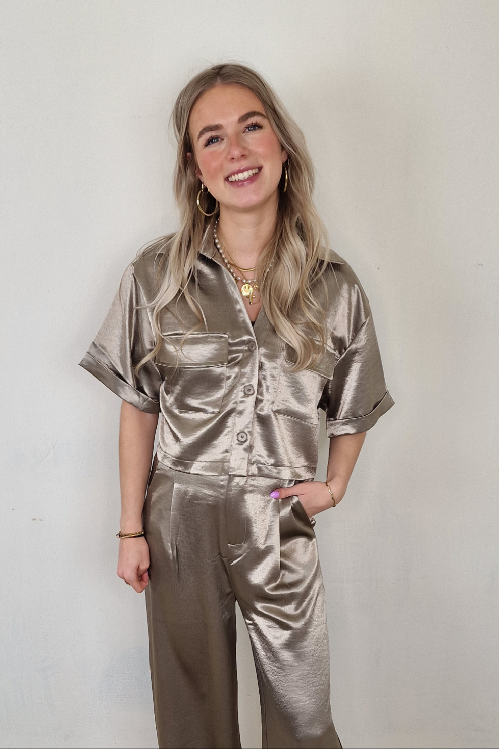 Thara silk blouse - Taupe