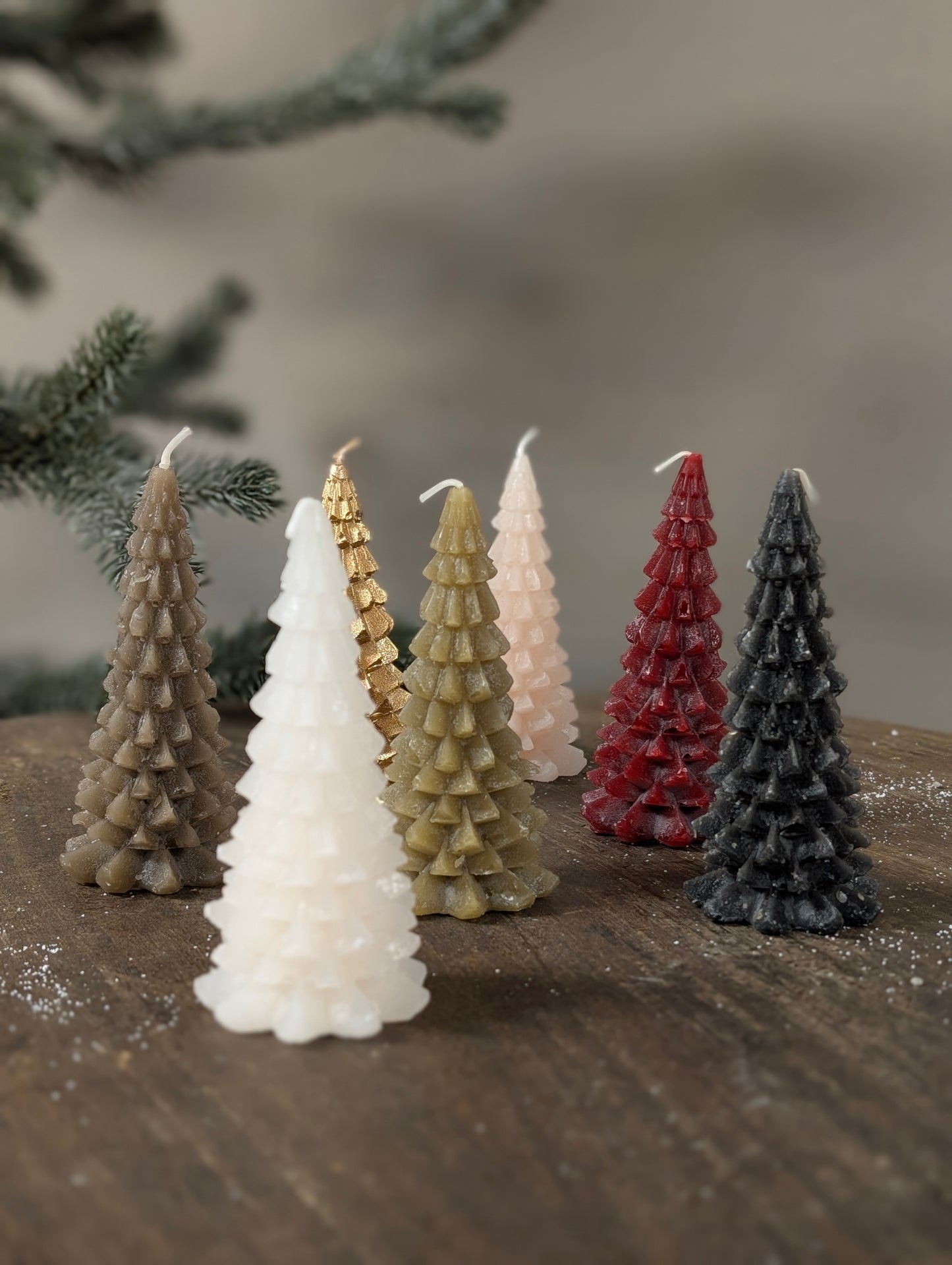 Frosted tree candle 6x12 - Black