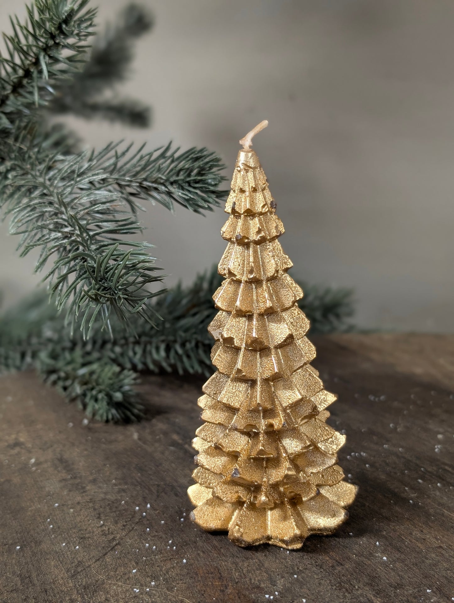 Frosted tree candle 6x12 - Gold