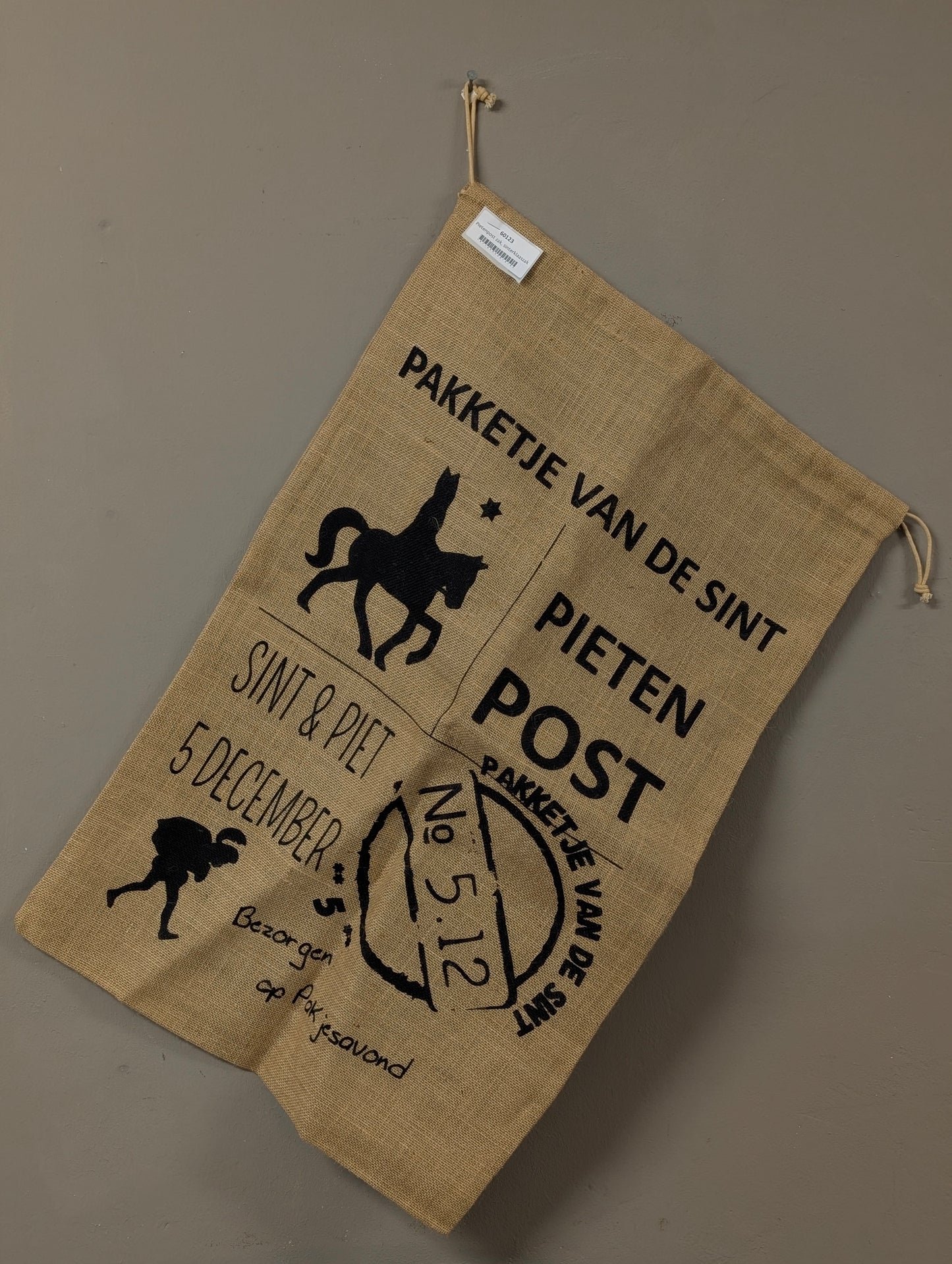 Jute zak pieten post, pakketje van de Sint - 50x78