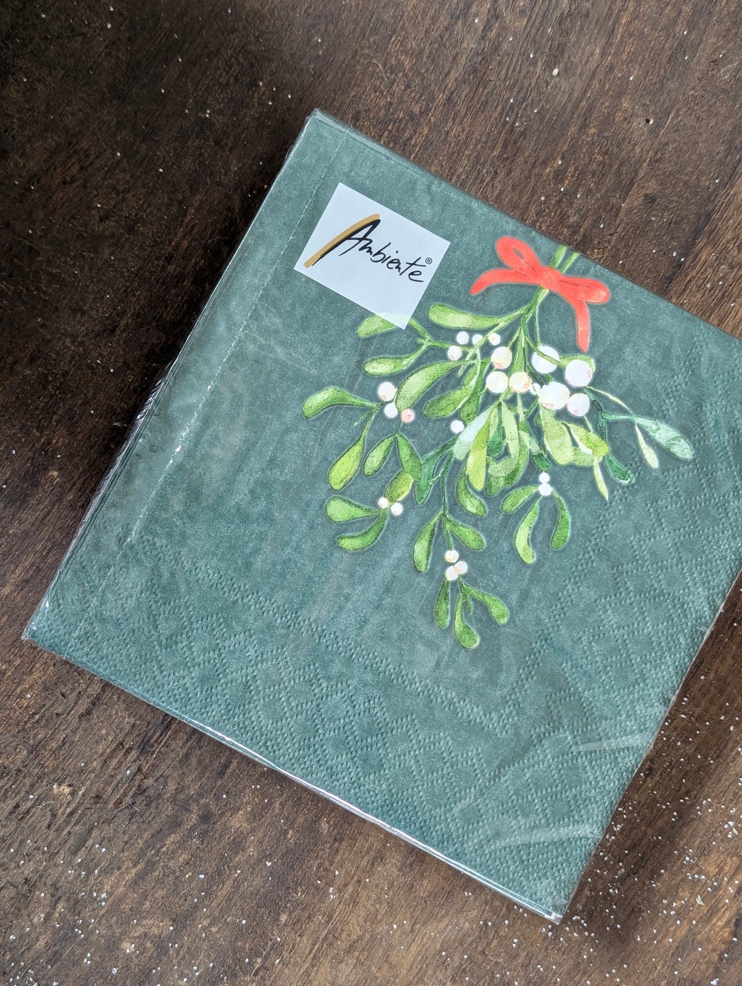 Servetten 20 stuks 33x33 - Hanging misteltoe green