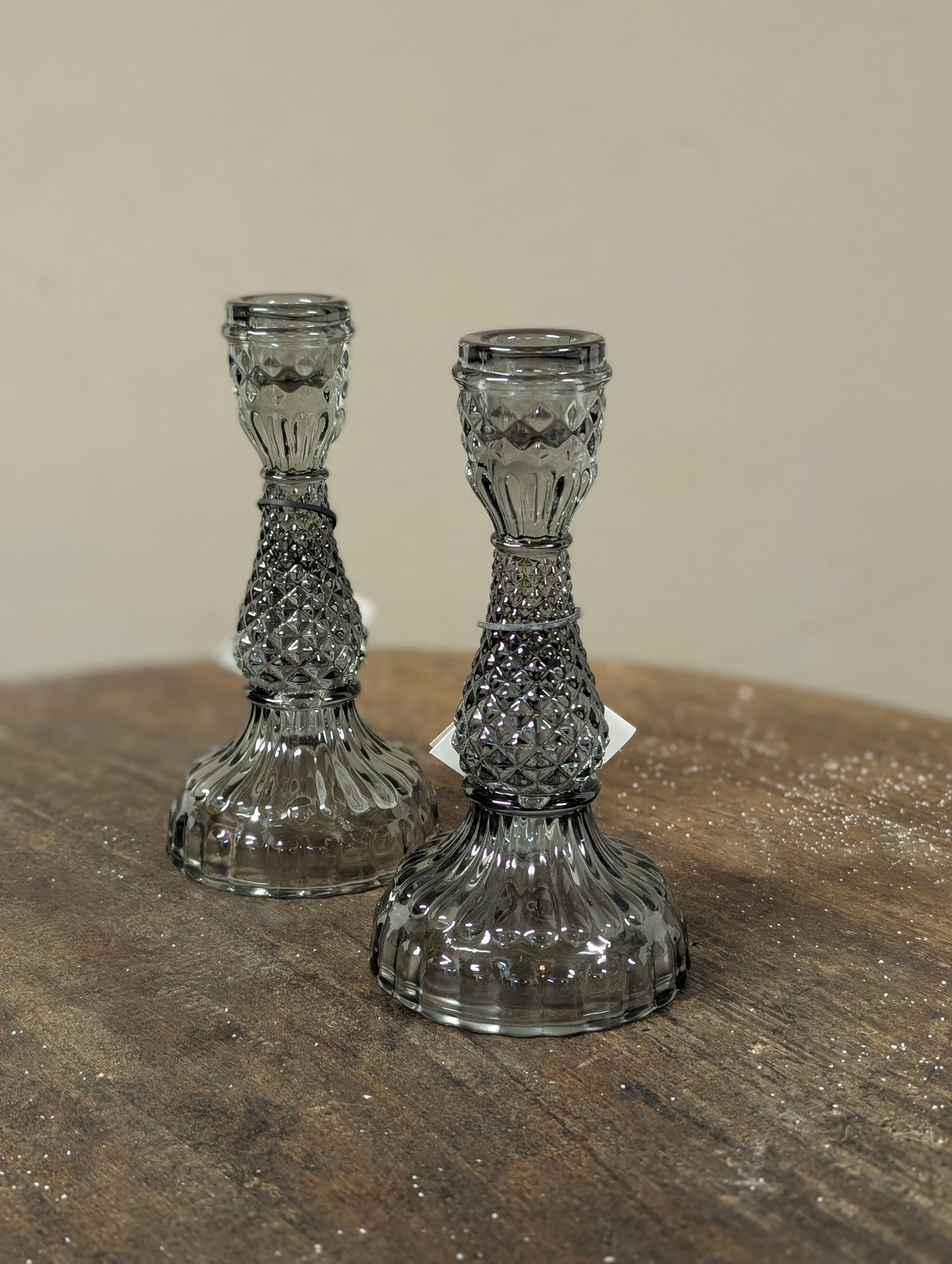 HV glazen kandelaar 17x8 - Smokey