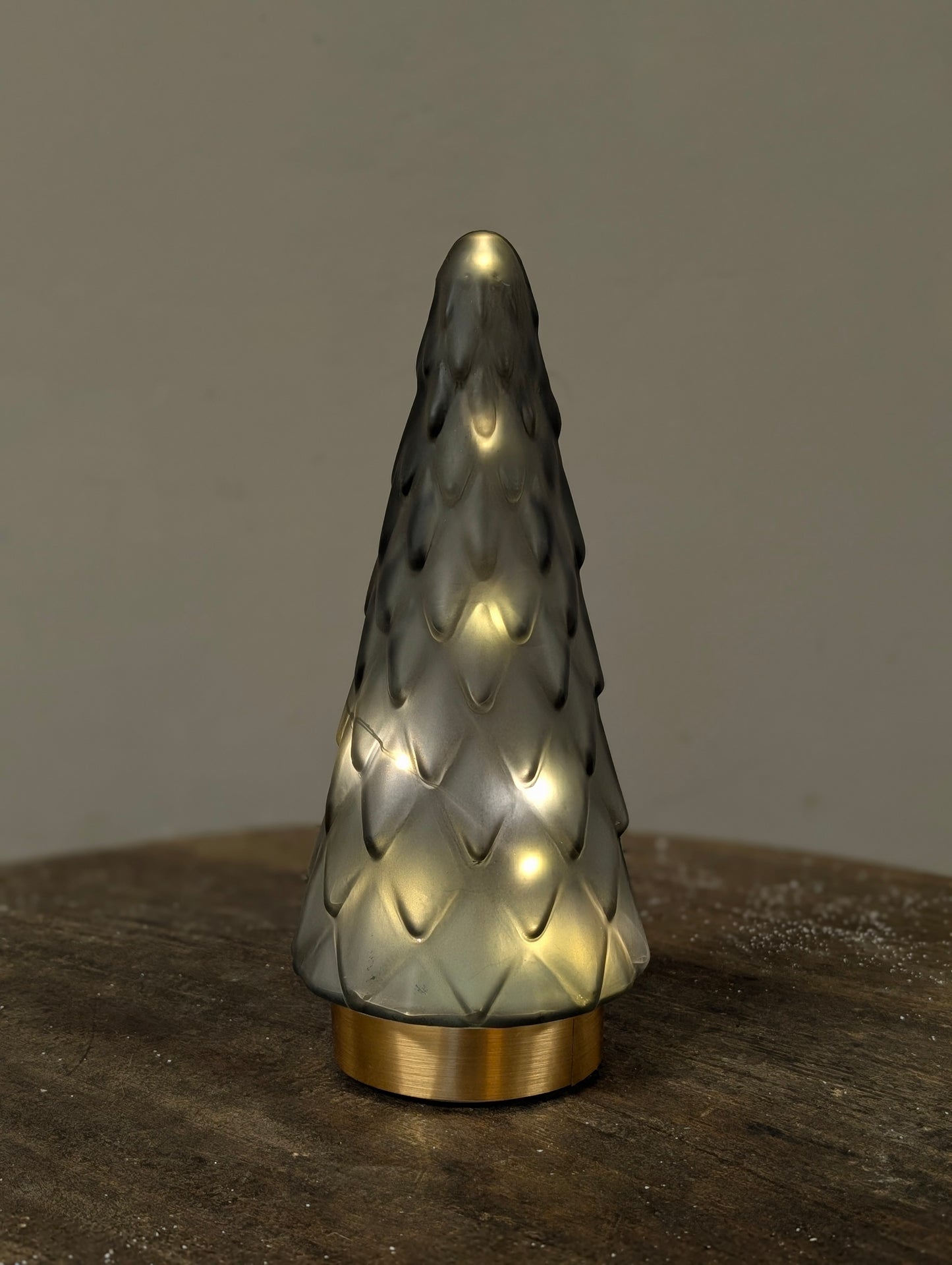 Glazen led kerstboom 24cm - Antraciet