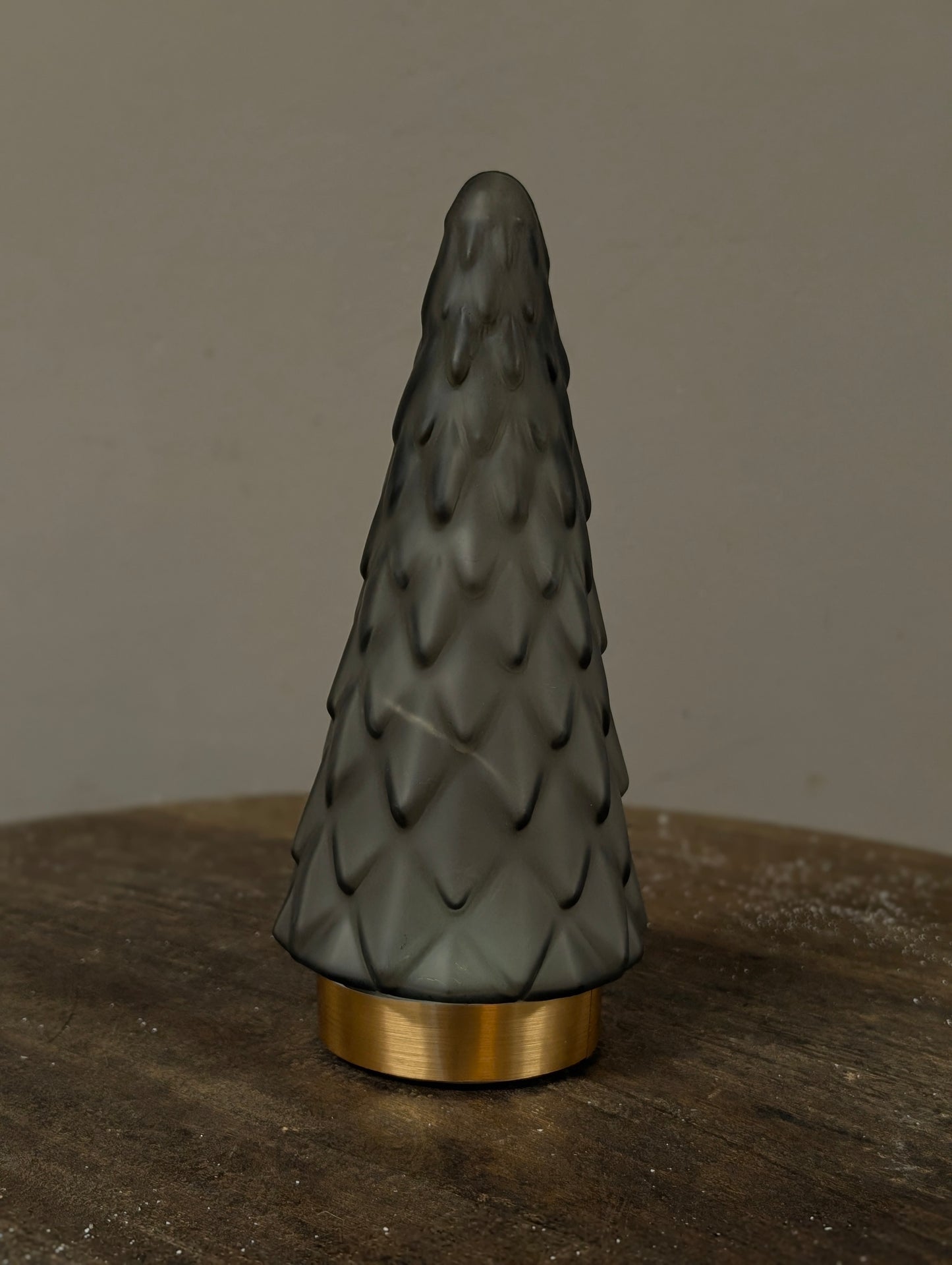 Glazen led kerstboom 24cm - Antraciet