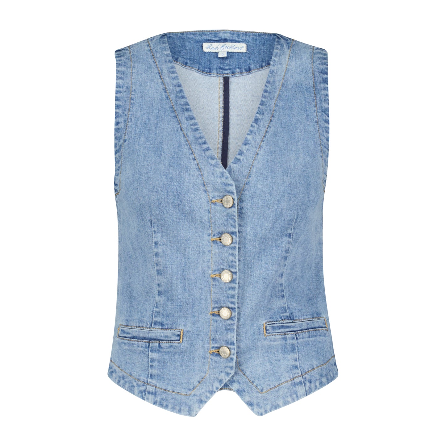 Red Button Waistcoat - Light stone