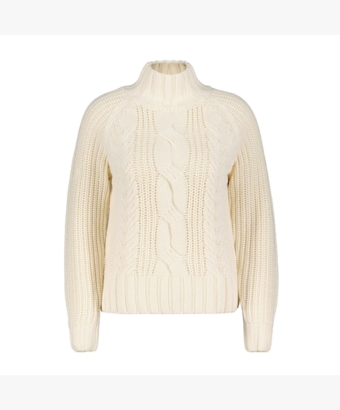Red Button Turtle Cable Sweater - Cream