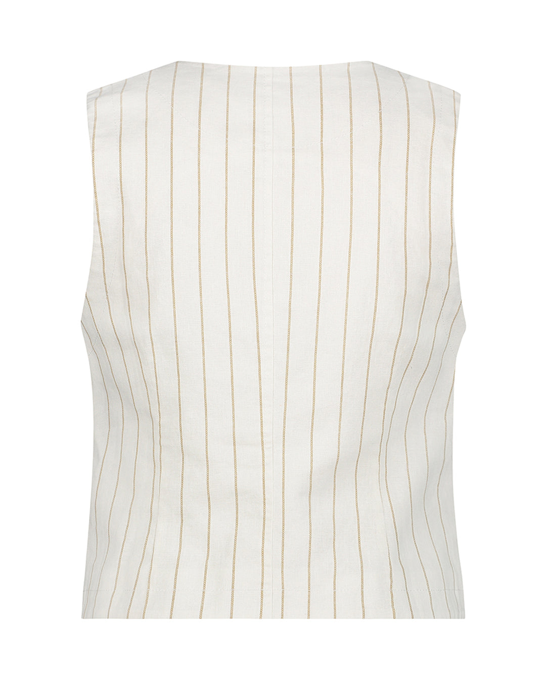 Red Button Waistcoat cotton linen stripe - Dark sand