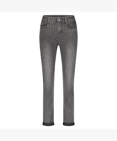 Red Button Patty Lurex Pinstripe - Grey Denim